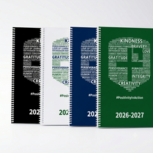 Load image into Gallery viewer, Four spiral-bound planners with motivational phrases on a white background
